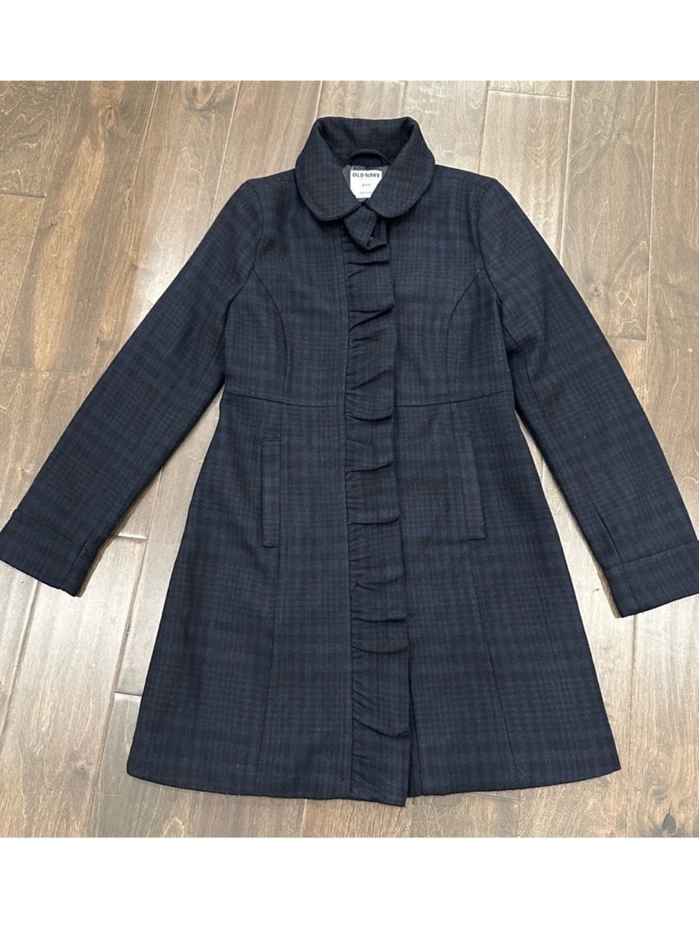 Old Navy Plaid Ruffle-Front Coat
